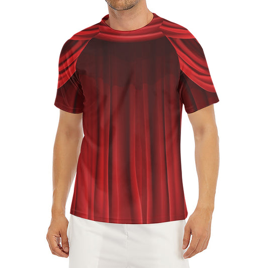 Red Curtain Theater Print Men's Short Sleeve Rash Guard