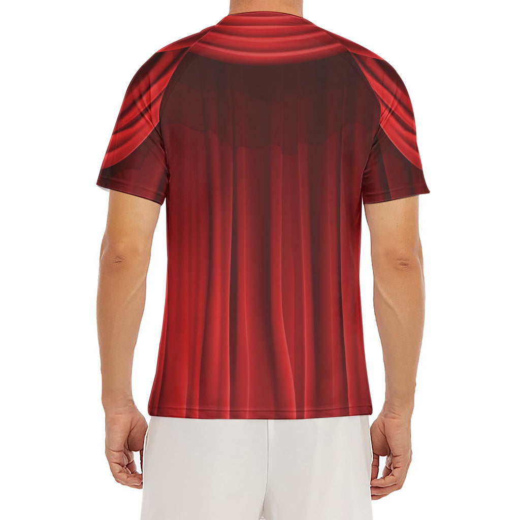 Red Curtain Theater Print Men's Short Sleeve Rash Guard