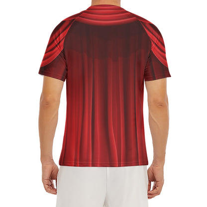 Red Curtain Theater Print Men's Short Sleeve Rash Guard