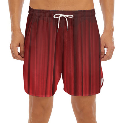 Red Curtain Theater Print Men's Split Running Shorts