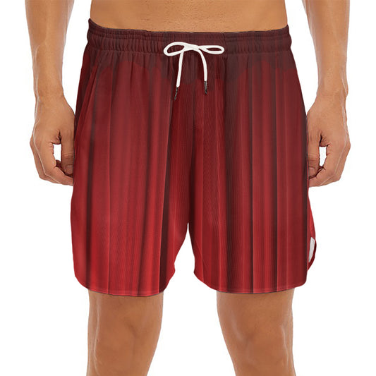 Red Curtain Theater Print Men's Split Running Shorts