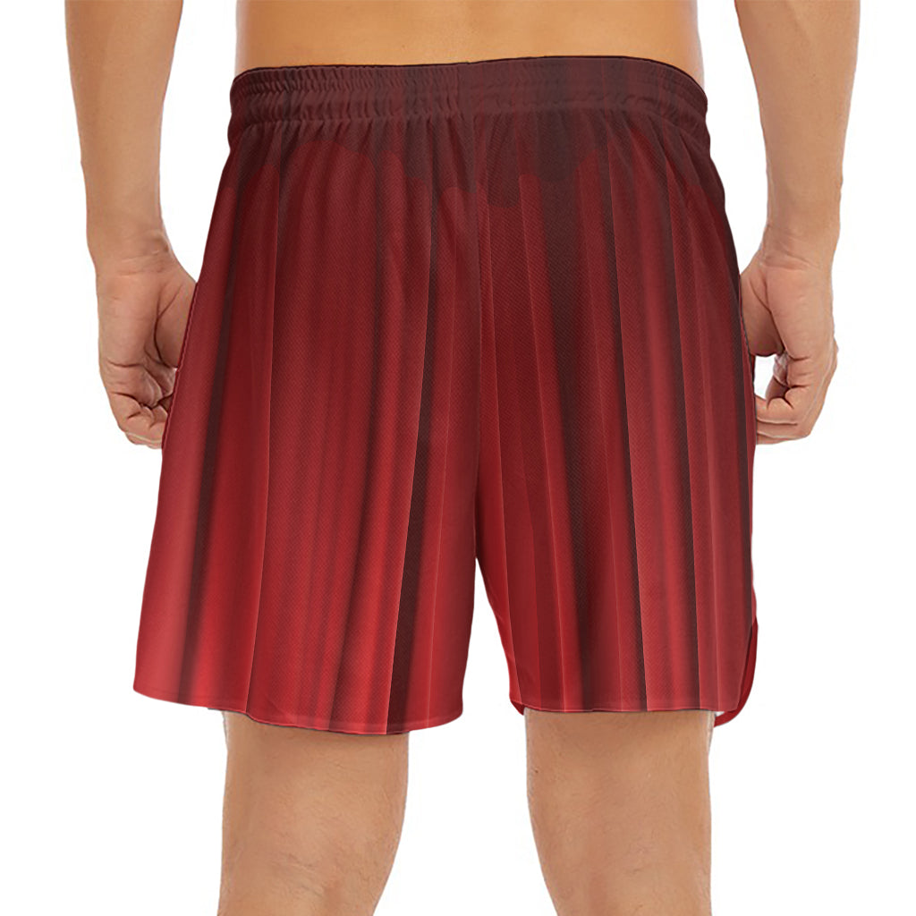 Red Curtain Theater Print Men's Split Running Shorts