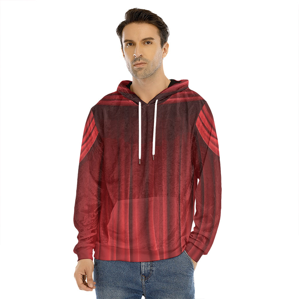 Red Curtain Theater Print Men's Velvet Pullover Hoodie