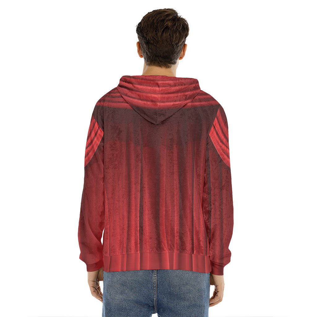 Red Curtain Theater Print Men's Velvet Pullover Hoodie