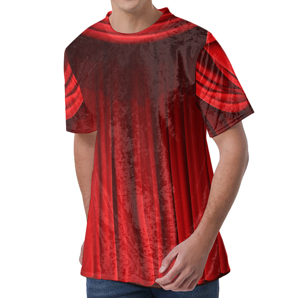 Red Curtain Theater Print Men's Velvet T-Shirt