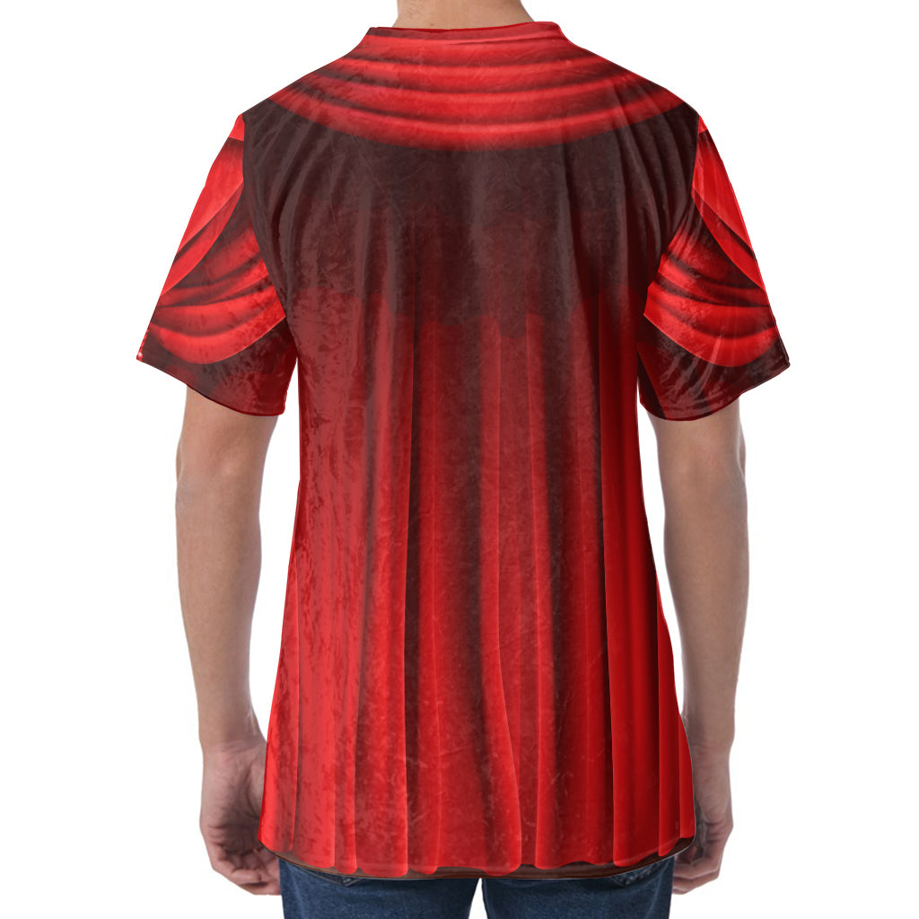 Red Curtain Theater Print Men's Velvet T-Shirt