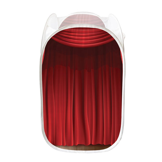 Red Curtain Theater Print Mesh Laundry Hamper