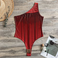 Red Curtain Theater Print One Shoulder Bodysuit