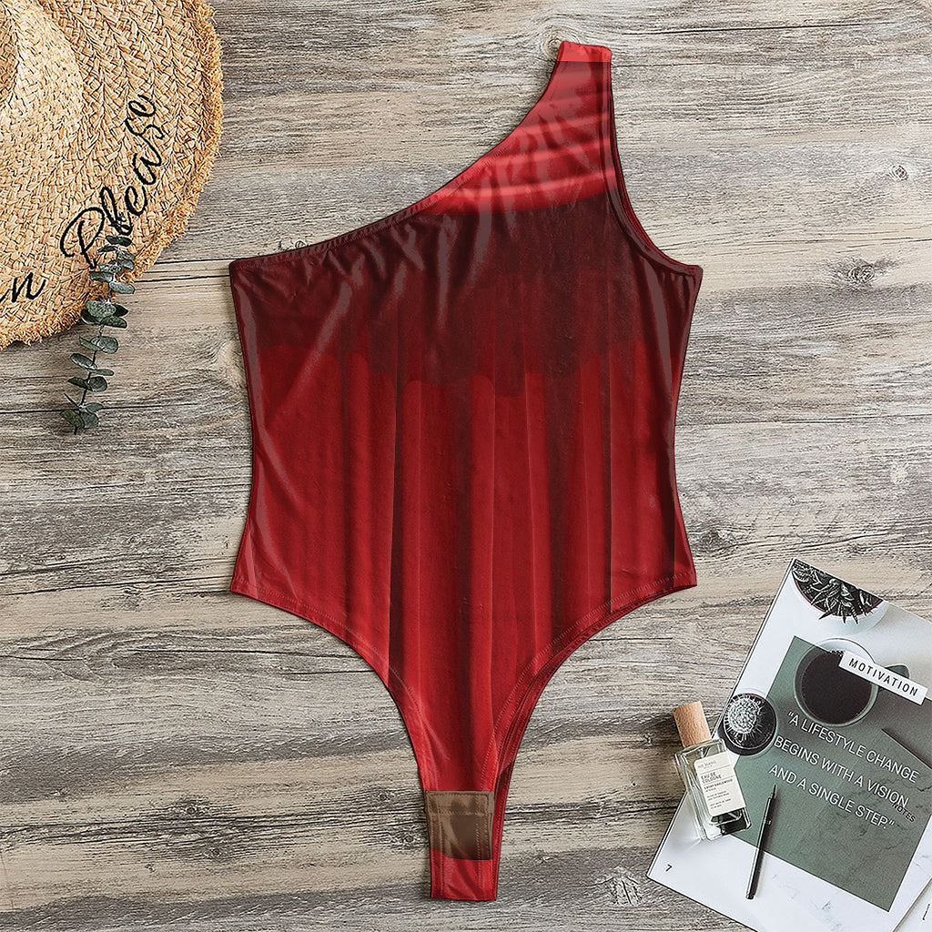 Red Curtain Theater Print One Shoulder Bodysuit