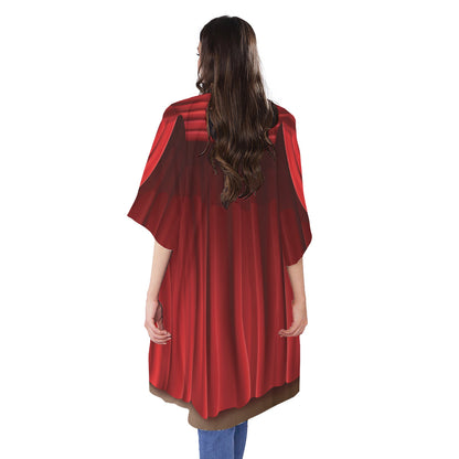 Red Curtain Theater Print Open Front Beach Cover Up