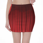 Red Curtain Theater Print Pencil Mini Skirt