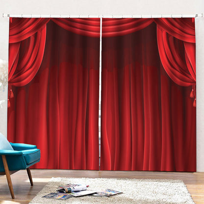 Red Curtain Theater Print Pencil Pleat Curtains