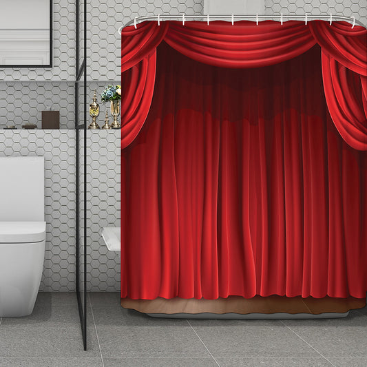 Red Curtain Theater Print Polyester Shower Curtain