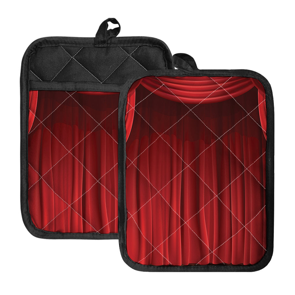 Red Curtain Theater Print Pot Holders With Pocket