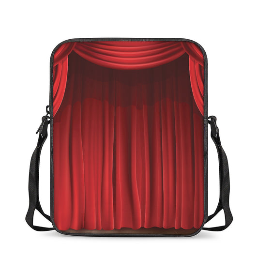 Red Curtain Theater Print Rectangular Crossbody Bag