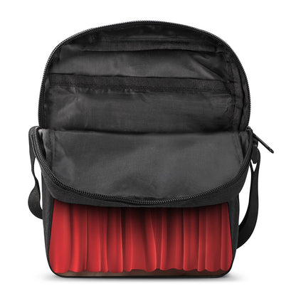 Red Curtain Theater Print Rectangular Crossbody Bag