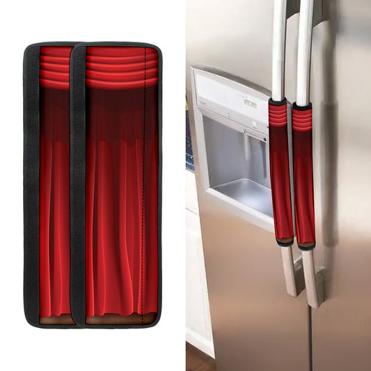 Red Curtain Theater Print Refrigerator Handle Covers