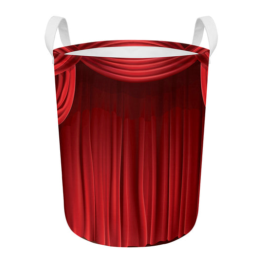 Red Curtain Theater Print Round Laundry Basket