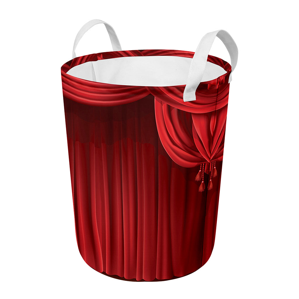 Red Curtain Theater Print Round Laundry Basket