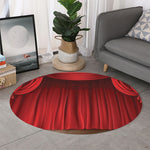 Red Curtain Theater Print Round Rug