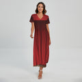 Red Curtain Theater Print Short Sleeve Maxi Dress