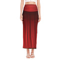 Red Curtain Theater Print Side Slit Maxi Skirt
