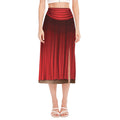 Red Curtain Theater Print Side Slit Midi Skirt
