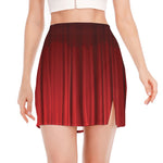 Red Curtain Theater Print Side Slit Mini Skirt
