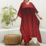 Red Curtain Theater Print Silk V-Neck Kaftan Dress