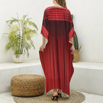Red Curtain Theater Print Silk V-Neck Kaftan Dress