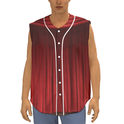 Red Curtain Theater Print Sleeveless Baseball Jersey