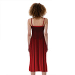 Red Curtain Theater Print Slim Fit Midi Cami Dress