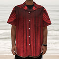 Red Curtain Theater Print Textured Short Sleeve Shirt