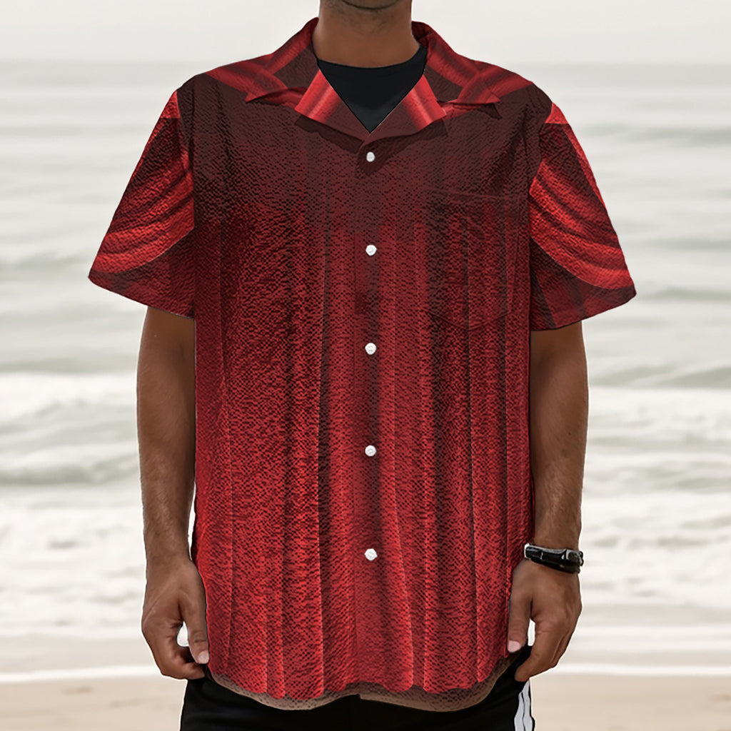 Red Curtain Theater Print Textured Short Sleeve Shirt