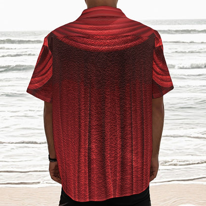 Red Curtain Theater Print Textured Short Sleeve Shirt