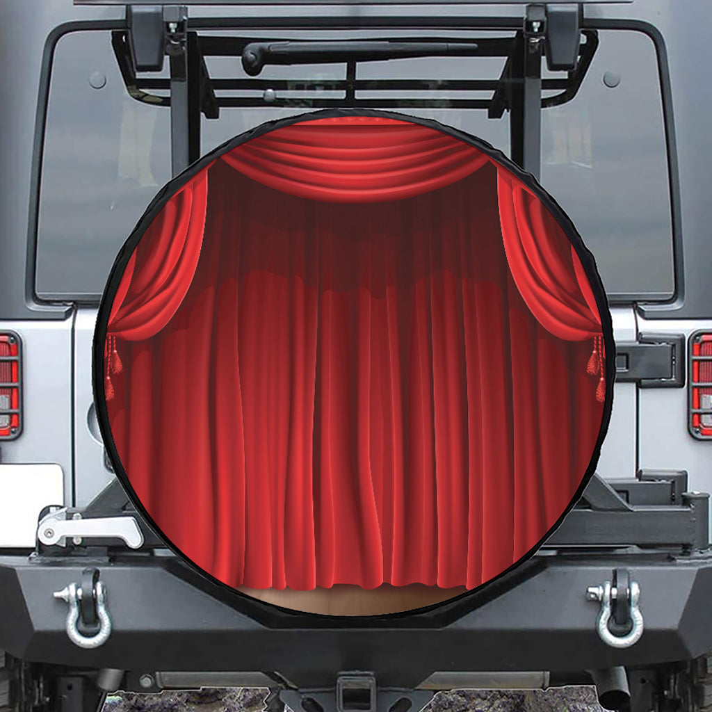Red Curtain Theater Print Tire Cover