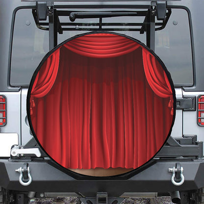 Red Curtain Theater Print Tire Cover