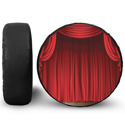 Red Curtain Theater Print Tire Cover