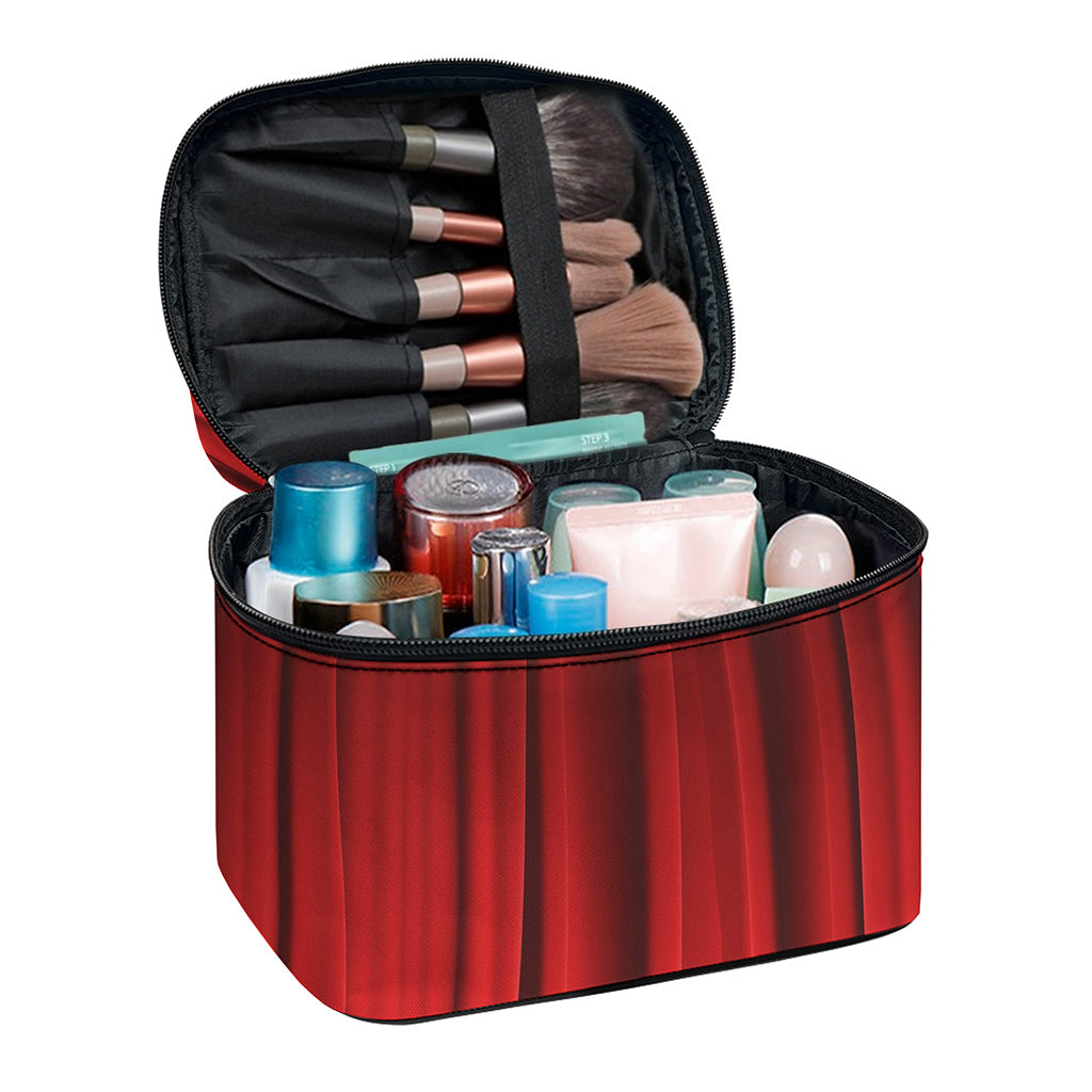 Red Curtain Theater Print Travel Makeup Bag