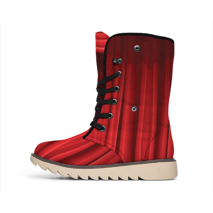 Red Curtain Theater Print Winter Boots
