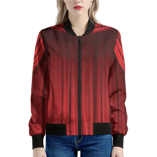 Red Curtain Theater Print Women's Bomber Jacket