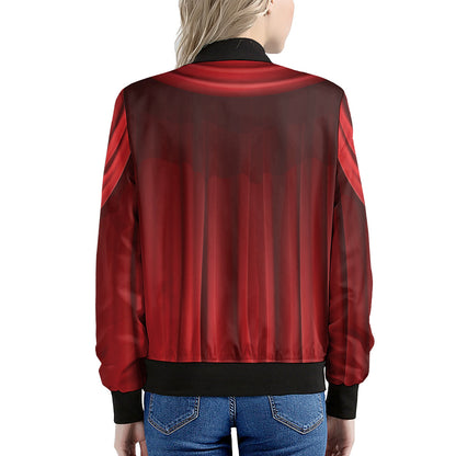 Red Curtain Theater Print Women's Bomber Jacket