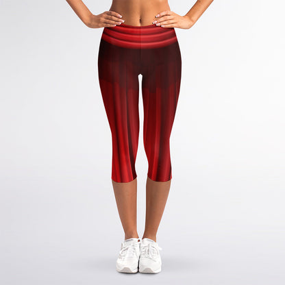 Red Curtain Theater Print Women's Capri Leggings