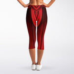 Red Curtain Theater Print Women's Capri Leggings