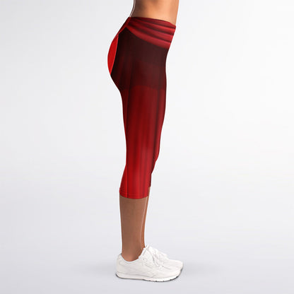 Red Curtain Theater Print Women's Capri Leggings