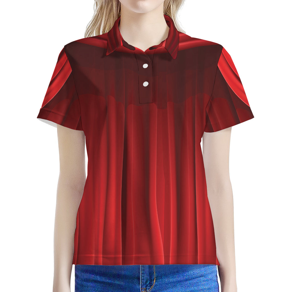 Red Curtain Theater Print Women's Polo Shirt