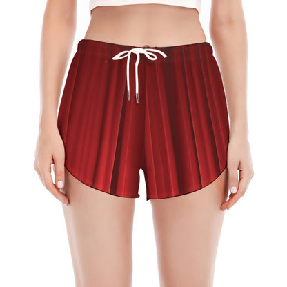 Red Curtain Theater Print Women's Split Running Shorts