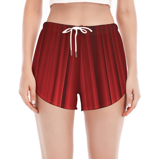 Red Curtain Theater Print Women's Split Running Shorts