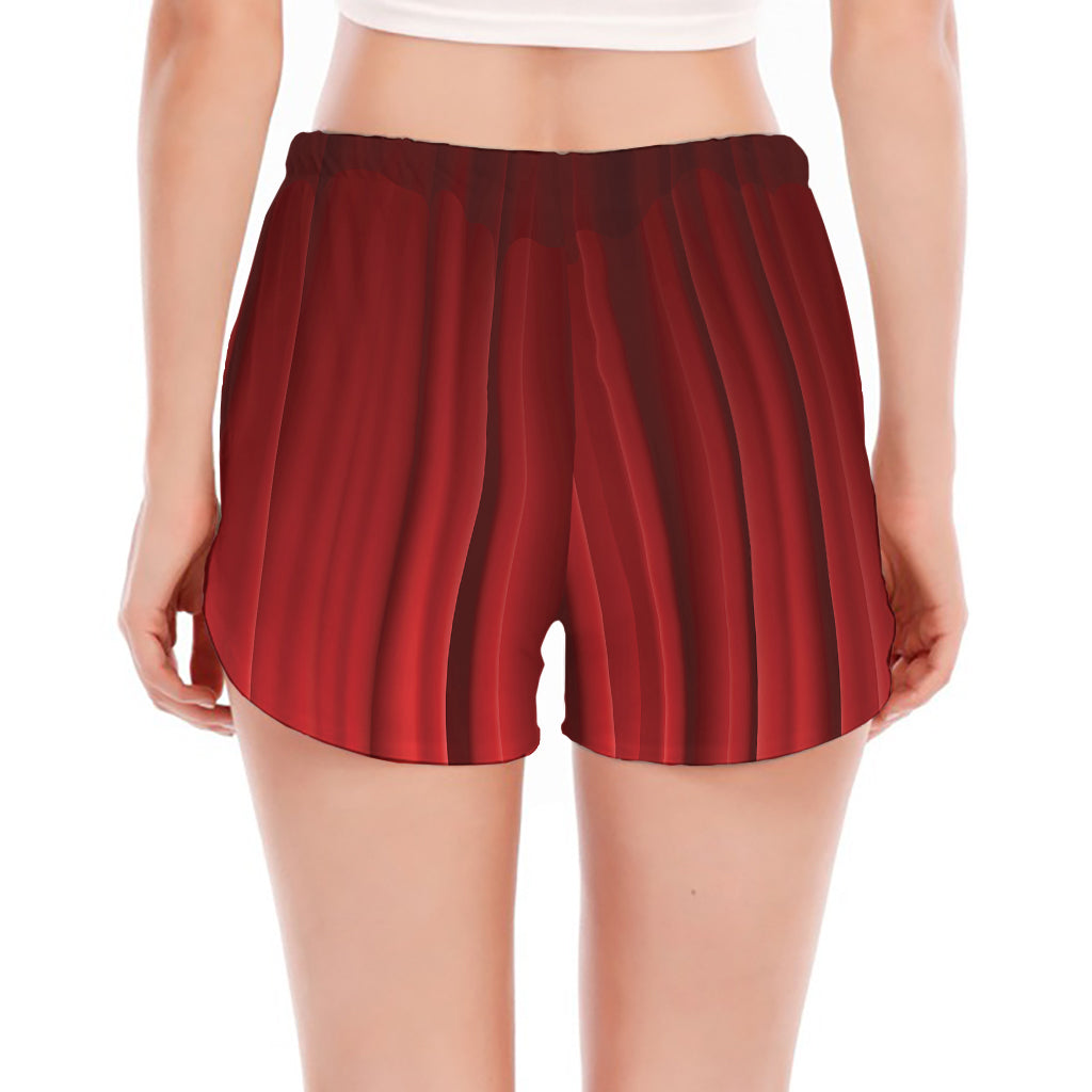 Red Curtain Theater Print Women's Split Running Shorts