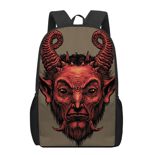 Red Devil Satan Print 17 Inch Backpack